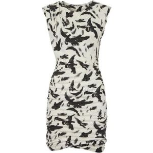 Pam & Gela Ruched Bird Print Dress
